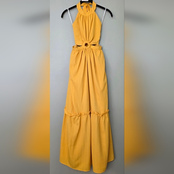 Lulus Island Vacay Marigold Yellow Cutout Tie-Back Halter Maxi Dress, Size XS - Picture 4 of 10